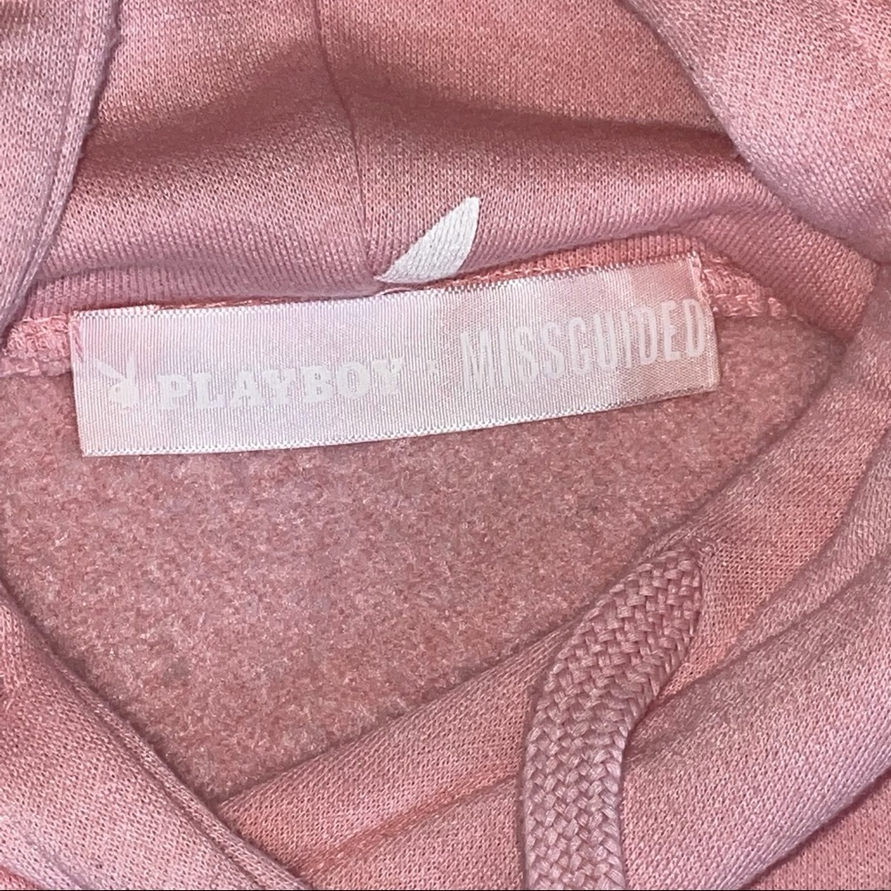 Missguided Playboy Cropped Hoodie Pink - Picture 6 of 9